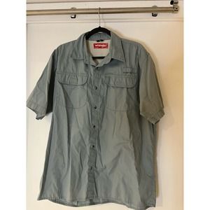 Wrangler Utility Work Shirt short sleeve Pockets buttonup 100% cotton size large